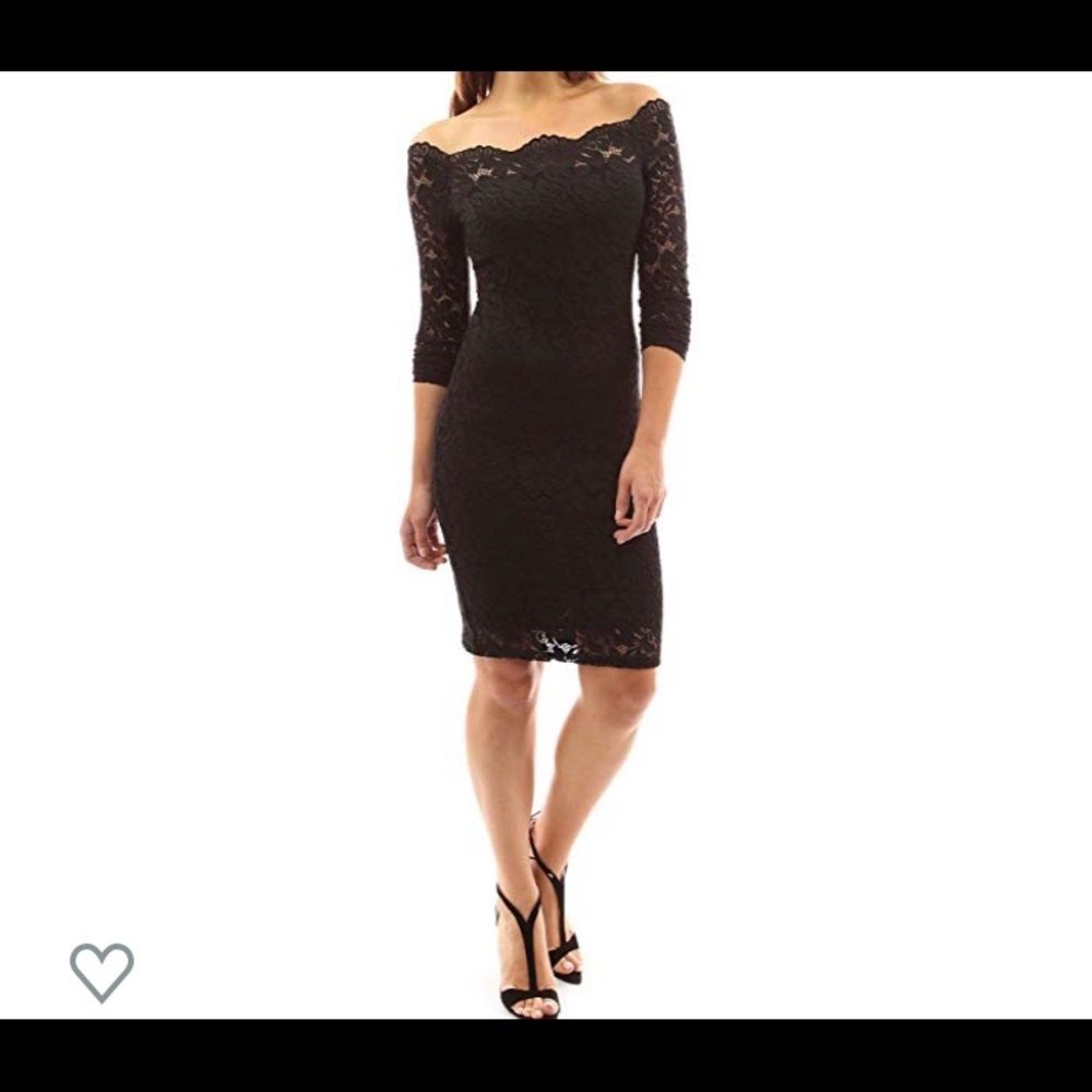 Black lace evening dress